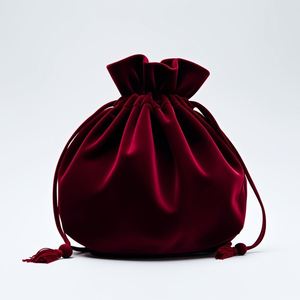 Sac cadeau à cordon en velours, pochette à bijoux avec impression de logo, petite pochette à bijoux avec logo imprimé, sac à cordon - Product Image 3