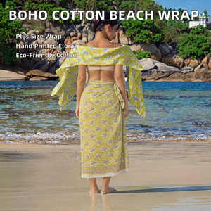 Hermoso Pareo de Algodón con Estampado Floral Hecho a Mano, Estilo Boho Indio, Ligero y Ecológico - Product Image 2