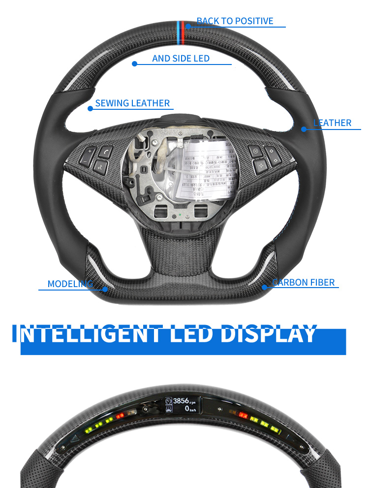 For BMW E60 E63 M5 M6 Custom Alcantar-a Carbon Fiber LED Racing Steering Wheel Original Factory