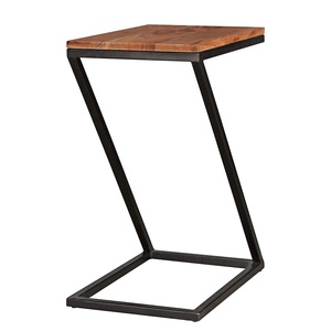 Table d'appoint en forme de Z, Table basse en bois et métal, Style maison de campagne, Table de chevet moderne et résistante - Product Image 6