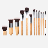 Pinceaux de maquillage en bambou synthétique Kabuki Diamond, ensemble de 11 pièces, logo personnalisé, mini marque privée, vente chaude, brosse à raser pour le visage