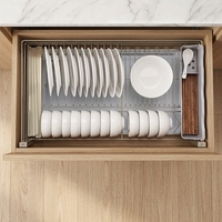 Panier coulissant en fil métallique thermolaqué pour organiser les casseroles, idéal pour les maisons locatives et les petits condos, à installer dans les armoires de cuisine
