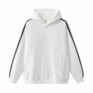 Custom Striped Black Hoodie Set Plus Size Poly Cotton Straight Leg Tracksuit Unisex American Sport Pullover Hoodie <b>Sweatshirt</b> - Product Image 4