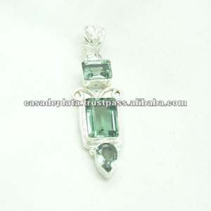 จี้เงินสเตอร์ลิง925โรแมนติกพลอยสีเขียวอเมทิสต์อัญมณีแฟชั่นชุบเงินสำหรับคู่รักไอเดียของขวัญ - Product Image 2