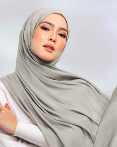 Tudung Malasio Ligero con Brillo, Hijab de Chifón Plisado Liso, Pañuelo para la Cabeza, Chal, Bufanda - Product Image 4