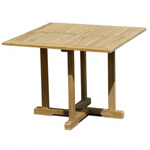 Teak Square <b>Modern</b> Durable Waterproof Bistro Outdoor <b>Dining</b> <b>Table</b> Garden Furniture - Product Image 1