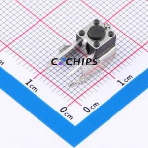 GT-TC102A-H043-L1 Tactile Switch Through hole,6.1x6.1mm Switch Single Pole Single Throw Round Button 1.6N Right Angle Insert - Product Image 1