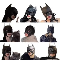 Masque de chauve-souris en latex noir, casque intégral, masque de cosplay de super-héros pour costume de fête d'Halloween