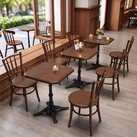 Ensemble table et chaises de café en bois massif nordique, mobilier de restaurant vintage en bois pour café, pâtisserie, salon de thé