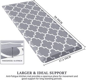Modern Floral PVC Kitchen Mat Anti-Fatigue Non-Slip Memory Foam Cushioned Comfort Standing Desk Mats Office Waterproof Washable - Product Image 4