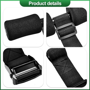 Wellshow Sport Adjustable <strong>Hamstring</strong> Curl Strap <strong>Exercise</strong> Assisted <strong>Hamstring</strong> Stretcher Black Situp Foot Holder for Weight Squats - Product Image 3