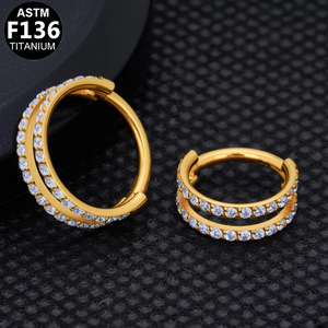 Anneau de nez en forme de cœur en alliage de titane F136 avec incrustation de zircon pour bijoux de piercing unisexe - Product Image 3