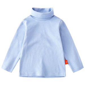 เสื้อยืดเด็กชายแขนยาวคอเต่าสูง ผ้าฝ้ายหวี 100% ระบายอากาศได้ดี เป็นมิตรกับสิ่งแวดล้อม สีพื้น ผ้าถัก - Product Image 3