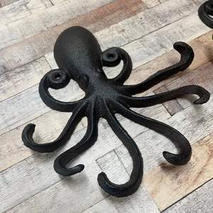 Crochets muraux de poulpe Style campagnard antique 6 crochets cintre abri de jardin support de calmar <span class=keywords><strong>crochet</strong></span> porte-clés fonte métal grande mer <span class=keywords><strong>nautique</strong></span> - Product Image 6