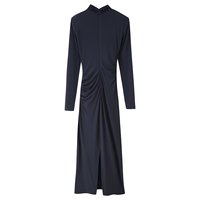 Robe midi décontractée et élégante pour femme, nouvelle collection 2026, avec épaulettes, style rétro chic à manches longues.