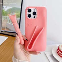 Étui de protection pour téléphone portable en silicone souple antichoc de marque avec gloss à lèvres de luxe