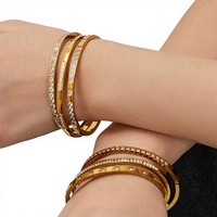 Nouveau Bracelet Étoile en Acier Inoxydable Électroplaqué avec Zircon 5A et Anneau Couronne pour Femme, Idéal pour les Fêtes, de Dongguan