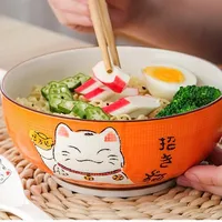 Bol à salade, à nouilles, à soupe en céramique ronde de style japonais multi-tailles, vaisselle de restaurant, vaisselle de maison, porcelaine fine