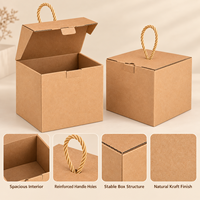 Boîte cadeau en papier kraft imprimée sur mesure avec poignée en corde, boîte d'emballage pliable en carton ondulé pour mariage, fête, Noël, vente en gros, OEM