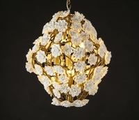 Lampes suspendues en céramique à motif floral, lustre vintage en laiton antique, lampes de style campagnard français pour îlot de cuisine