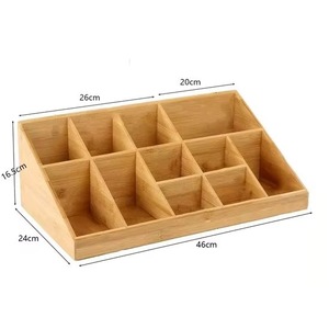 Bamboo Spice <b>Storage</b> <b>Box</b> Rectangular 12 Compartments Eco-Friendly <b>Kitchen</b> Organizer For Tea Coffee Utensils - Product Image 5