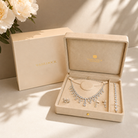 Boîte de présentation de bijoux en velours avec logo personnalisé, étui de présentation de collier de luxe pour la vente de bijoux haut de gamme
