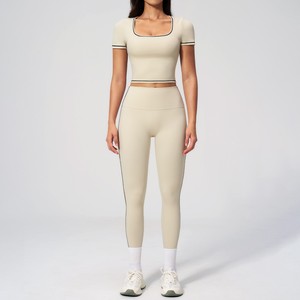 Conjunto Deportivo para Mujer, Top de Yoga Ajustado con Bloques de Color, Camisetas Deportivas con Leggings, Shorts para Gimnasio, Fitness, Running y Yoga - Product Image 2