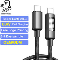 Cable de Carga Rápida USB C con Luces LED, 100W PD 3.1 5A, Cable de Datos Tipo C con Trenzado de Nailon y Aleación de Aluminio, 1m 2m 3m, Cable Tipo-C OEM