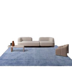 Tapis de salon moderne en laine, fabriqué à la machine, couleur unie, rembourré, lavable, antidérapant, compatible avec les animaux domestiques, avec support en jute, pour usage domestique, chambre à coucher - Product Image 1