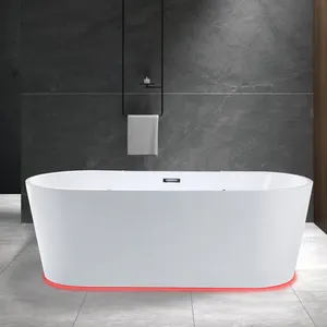 Phong cách hiện đại LED bồn tắm Spa freestanding cạn bồn tắm xoáy nước với nơi nó trong nhà