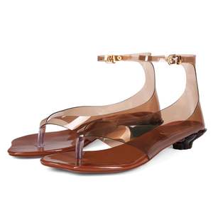 Sandalias de Tacón Bajo Tipo Chanclas para Mujer, con Tira <span class=keywords><strong>Transparente</strong></span>, Tacón Bajo, Estilo Mules, Elegantes - Product Image 1