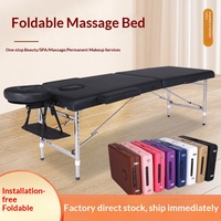 Table de massage pliable portable Chenman en acier inoxydable, hauteur réglable, avec sac de transport pour salon de beauté, spa, tatouage, thérapie