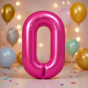 Party Love <b>Balloon</b> Numero Fuchsia 80cm Number 0 Metallic Birthday Party <b>Decorations</b> - Product Image 2