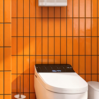 Azulejo de Porcelana Brillante Naranja de 300x600mm para Pared y Suelo, Antideslizante y Antibacteriano, con Patrones de Rayas Pre-Grabadas para Cocina y Baño