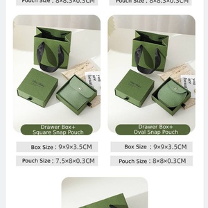 Wholesale Custom logo Green Paper Jewelry Box with Velvet Pouch Set | Drawer Paper Jewelry Box with Multi-shaped Pouch - Product Image 3
