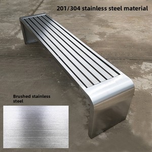 Banco de parque moderno al aire libre para patio, taburete de descanso para zona de fumadores larga, silla de fila de tocador de <span class=keywords><strong>baño</strong></span> de acero inoxidable, Metal duradero - Product Image 6