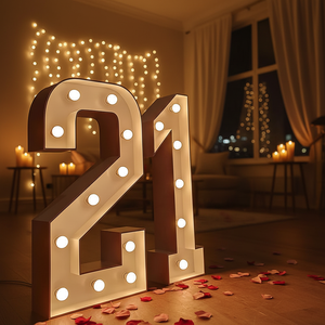 定制大型 LED 灯箱字母数字金属发光标志牌，适用于婚礼公司广告，多色，带遥控器 - Product Image 3