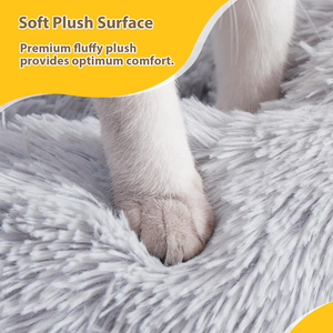 Luxuriöses Plüsch-Hundebett in Donut-Form, niedliches rundes, weiches Katzenkörbchen mit einfarbigem Muster für kleine und mittelgroße Katzen und Hunde - Product Image 6