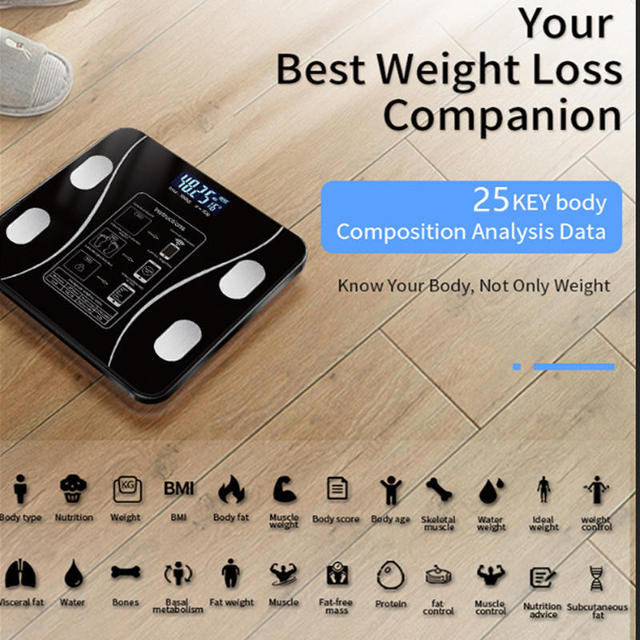 Digital Weight Hot Selling Smart BT App-Connected Scale Accurate Home LED Body Electronic Scale with USB Charging Customizable