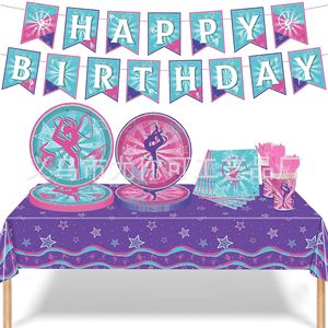 Fournitures pour fête de ballet, nappes jetables, assiettes, ensemble de couverts pour danseurs, décorations pour fête d'anniversaire d'enfants - Product Image 1