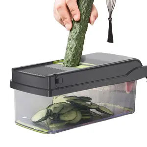 1 foto Verde Negro 12 en 1 cortador de verduras trituradoras rebanadora con cesta fruta patata picadora zanahoria rallador