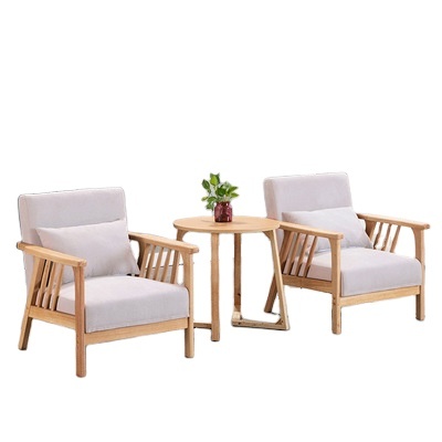 Hot Sale Solid Wood Armchair Living Room Sofa Chair Leisure Restaurant Cafe Chair and Table Set