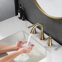 Robinet mitigeur monocommande en laiton brossé or, à montage sur plan, avec pommeau en céramique, pour eau chaude/froide, idéal pour salle de bain moderne ou hôtel