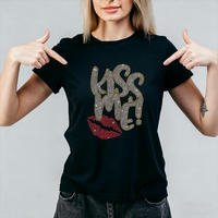 Vente chaude : Motif thermocollant personnalisé Bling Kiss en strass pour T-shirts