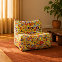 Canapé lounge en tissu sans accoudoirs, gain de place, chaise de style Togo garnie d'éponge, design compact pour petit appartement ou salon