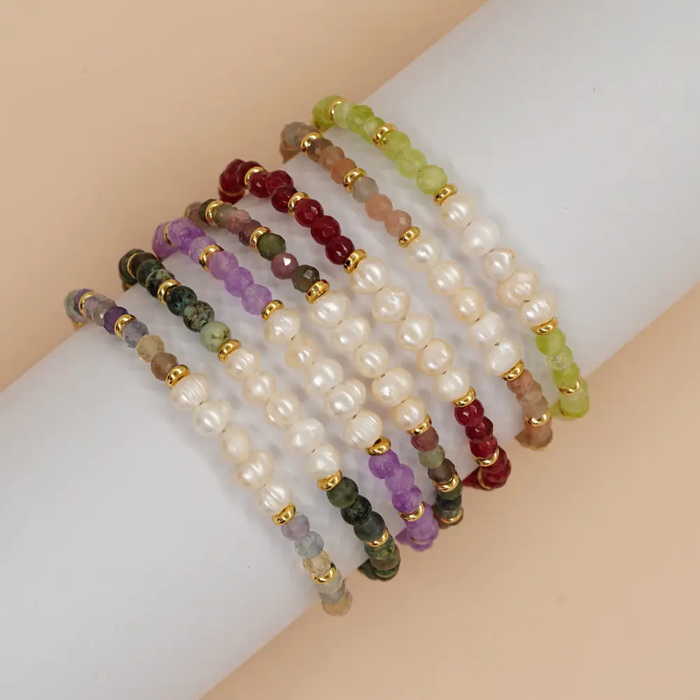 Pietre curative naturali semipreziose gioielli perle rotonde bracciali con perline dell'amicizia delle donne