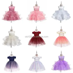 नवीनतम डिजाइन गर्म बेच फीता जन्मदिन की पार्टी बच्चों की पोशाक राजकुमारी बच्चों की पोशाक लड़की की पोशाक