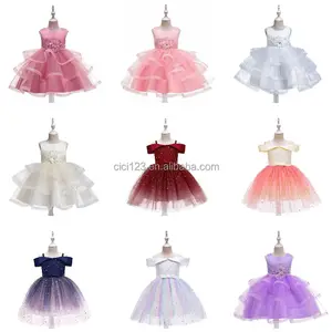 Último diseño, superventas, vestido de fiesta de cumpleaños de encaje para niños, vestido de princesa para niños, vestido de niña