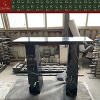 Table console en marbre Nero Marquina de luxe GOLDKING, meubles modernes pour entrée, fabrication sur mesure OEM ODM
