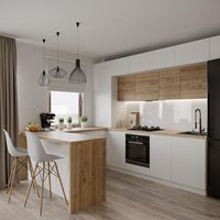 Conception de petite cuisine moderne Ensemble de meubles de placard de cuisine complet Ensemble d'armoires de cuisine sans poignée en forme de U personnalisé pour usage domestique